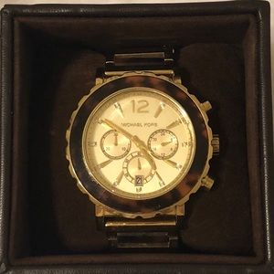 Michael Kors tortoise and gold watch